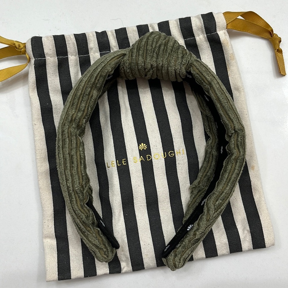 Lele Sadoughi olive corduroy headband
